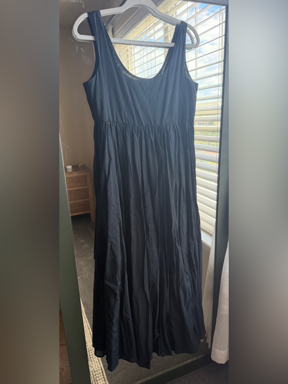 J.Crew Black 100% Cotton Pleated Sleeveless Midi Tank Dress with Pockets 🖤